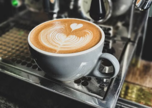 Traditional cappuccino with steamed milk foam and latte art